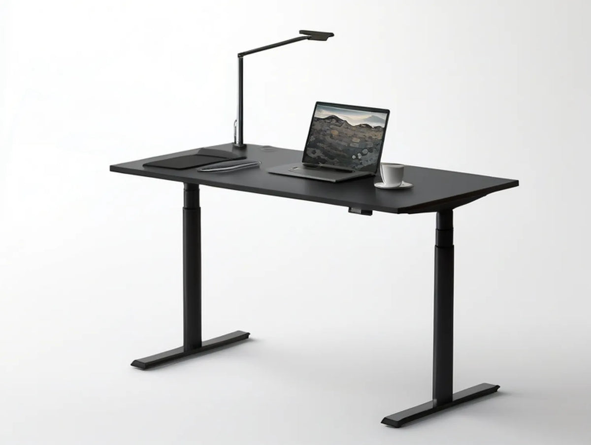 Black Electric Height-Adjustable Standing Desk, 55.1 x 27.6 x 28.0-47.2 in