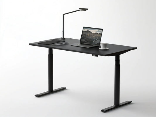 Black Electric Height-Adjustable Standing Desk, 55.1 x 27.6 x 28.0-47.2 in