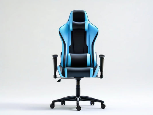 Ergonomic High-Back Racing Style PU Leather Chair, Black/Blue, 27.6 x 27.6 x 47.2-51.2 in