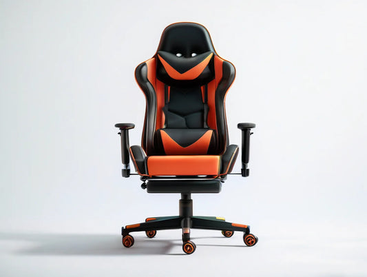 High-Back Adjustable Gaming Chair with PU Leather, Black/Orange, 27.6 x 27.6 x 48.4-52.4 in