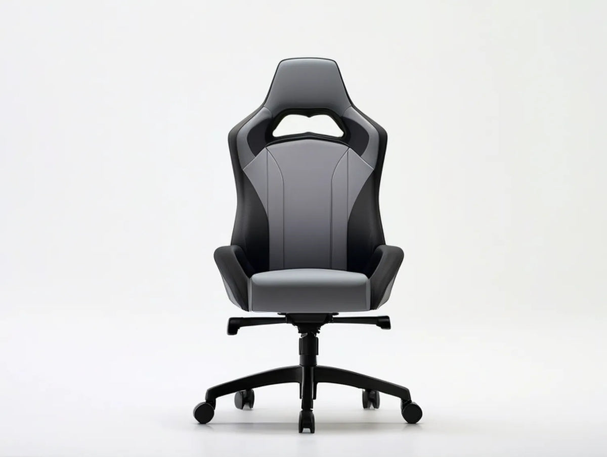 Adjustable High-Back Gaming Chair, Black/Gray PU Leather, 26 x 26 x 46.5-50.4 in