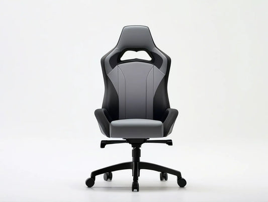 Adjustable High-Back Gaming Chair, Black/Gray PU Leather, 26 x 26 x 46.5-50.4 in