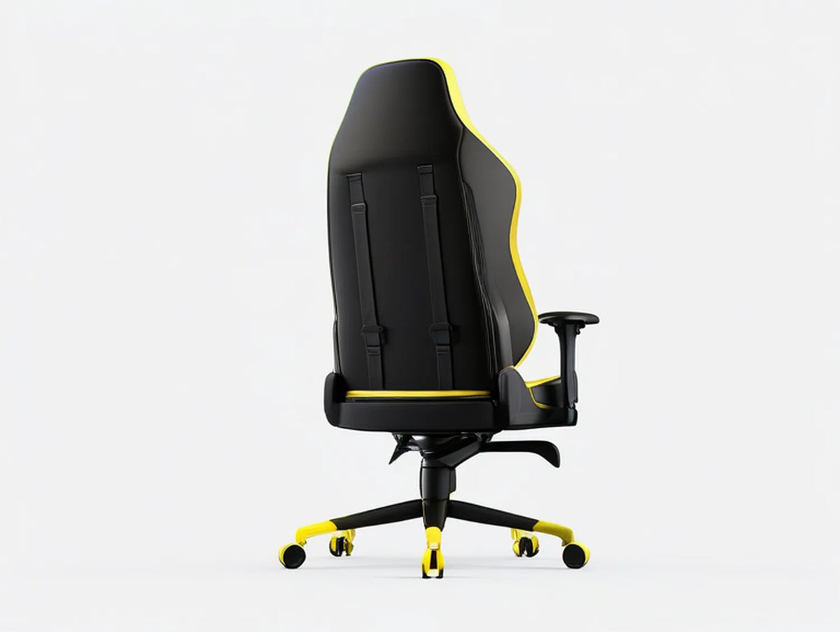 Black and Yellow High-Back Gaming Chair with Adjustable Armrests, 27.6 x 27.6 x 49.2-53.1 in