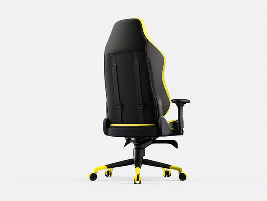 Black and Yellow High-Back Gaming Chair with Adjustable Armrests, 27.6 x 27.6 x 49.2-53.1 in