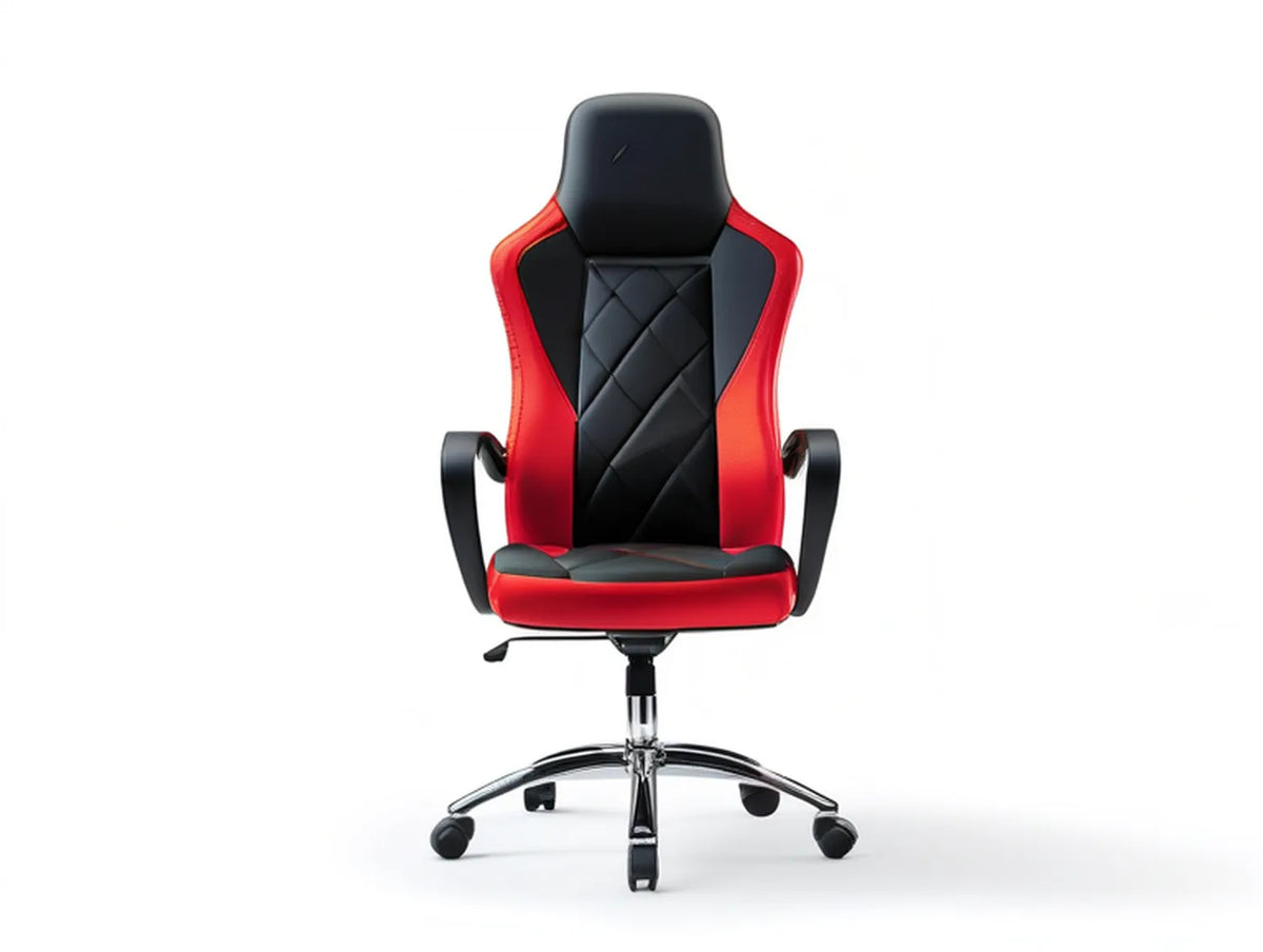 High-Back Gaming Chair, Black/Red/Chrome, 25.6 x 25.6 x 45.3-49.2 in