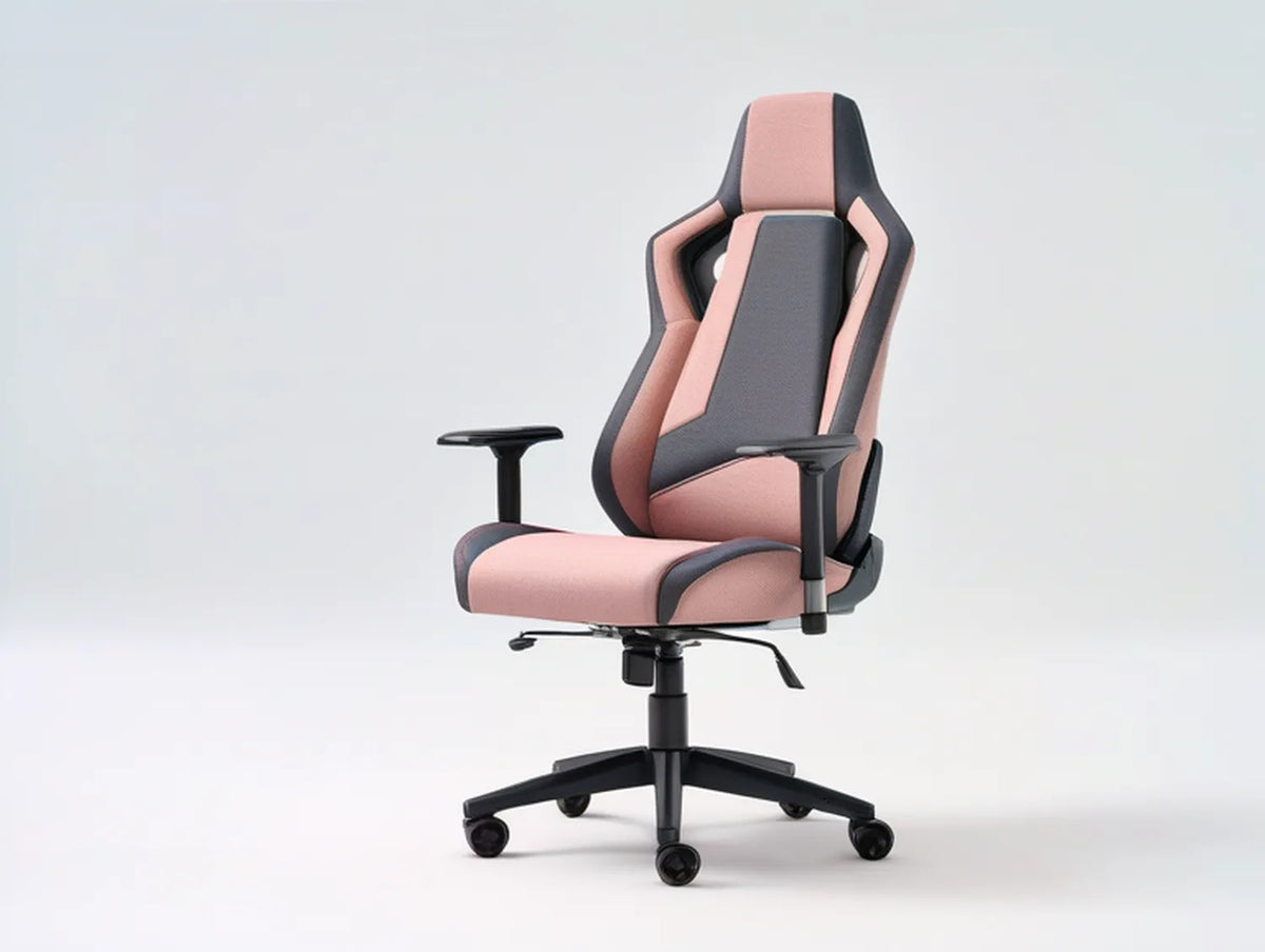 Pink and Black High-Back Gaming Chair with Adjustable Armrests, Wheels and Tilt Function, 26.8 x 26.8 x 48.4-52.4 in