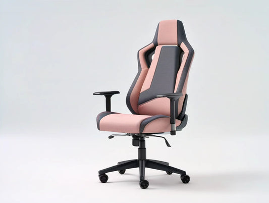 Pink and Black High-Back Gaming Chair with Adjustable Armrests, Wheels and Tilt Function, 26.8 x 26.8 x 48.4-52.4 in