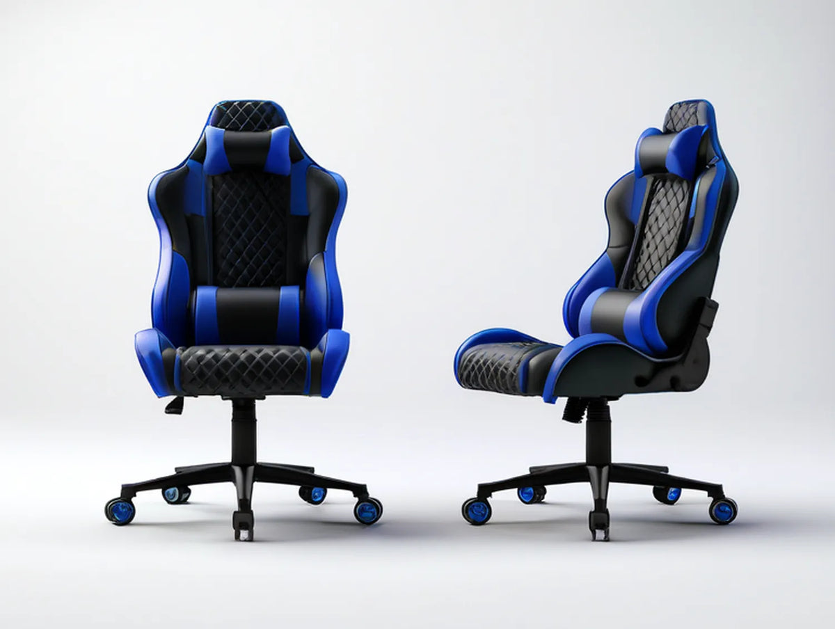 Ergonomic Racing-Style Gaming Chair with Footrest, Black/Blue, 26.4 x 26.4 x 48.0-51.2 in
