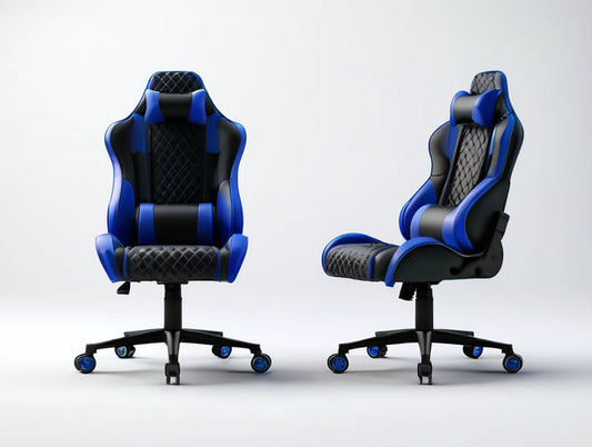 Ergonomic Racing-Style Gaming Chair with Footrest, Black/Blue, 26.4 x 26.4 x 48.0-51.2 in
